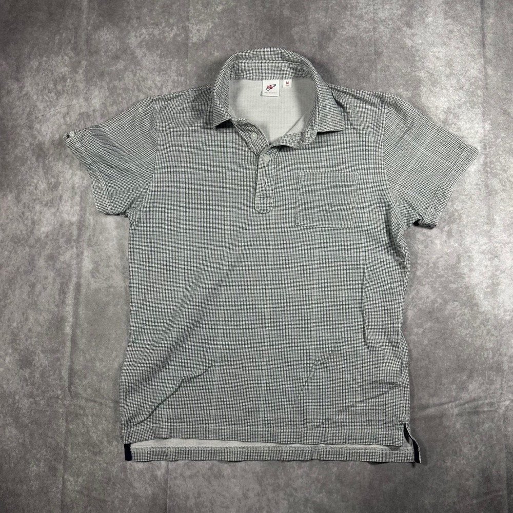 UNIQLO‎ x Michael Bastian Mens Polo Shirt Medium Gray Micro Check Short Sleeve